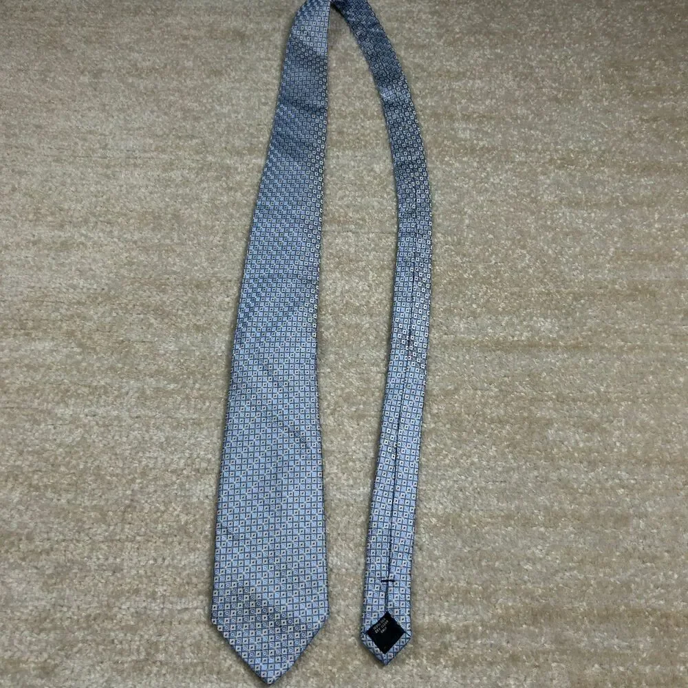 Pierre Cardin Tie Mens Blue Geometric 100% Silk Necktie Classic Formal Business